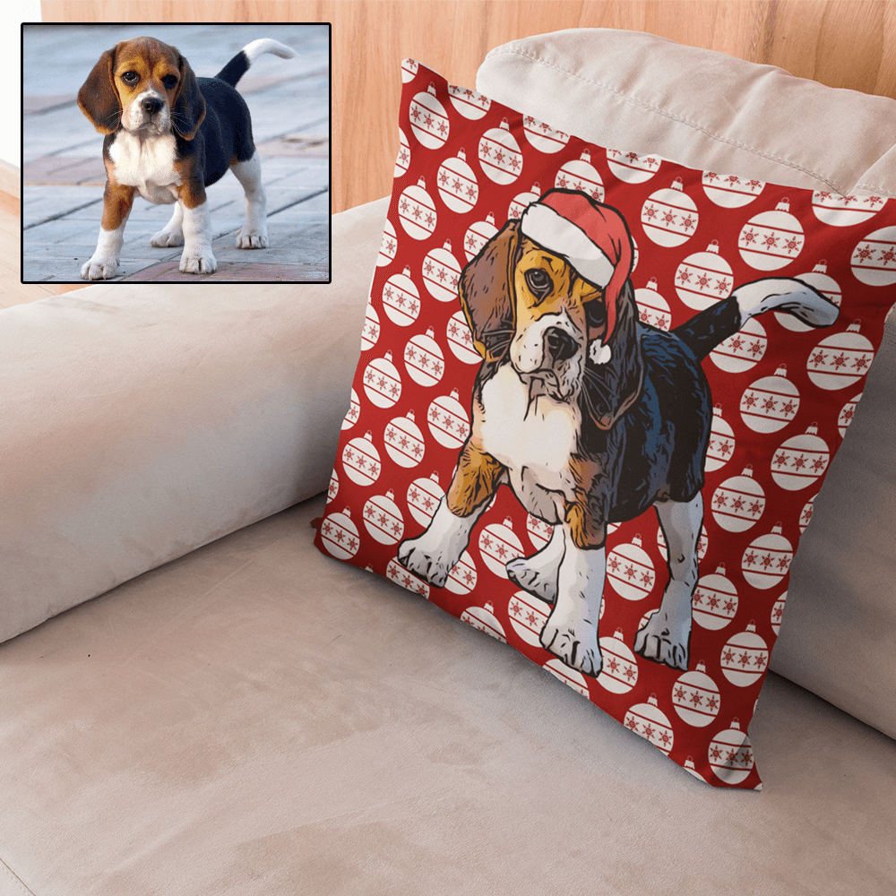 Custom Oil Painting Christmas Cushion Of Your Pet Help For Paws