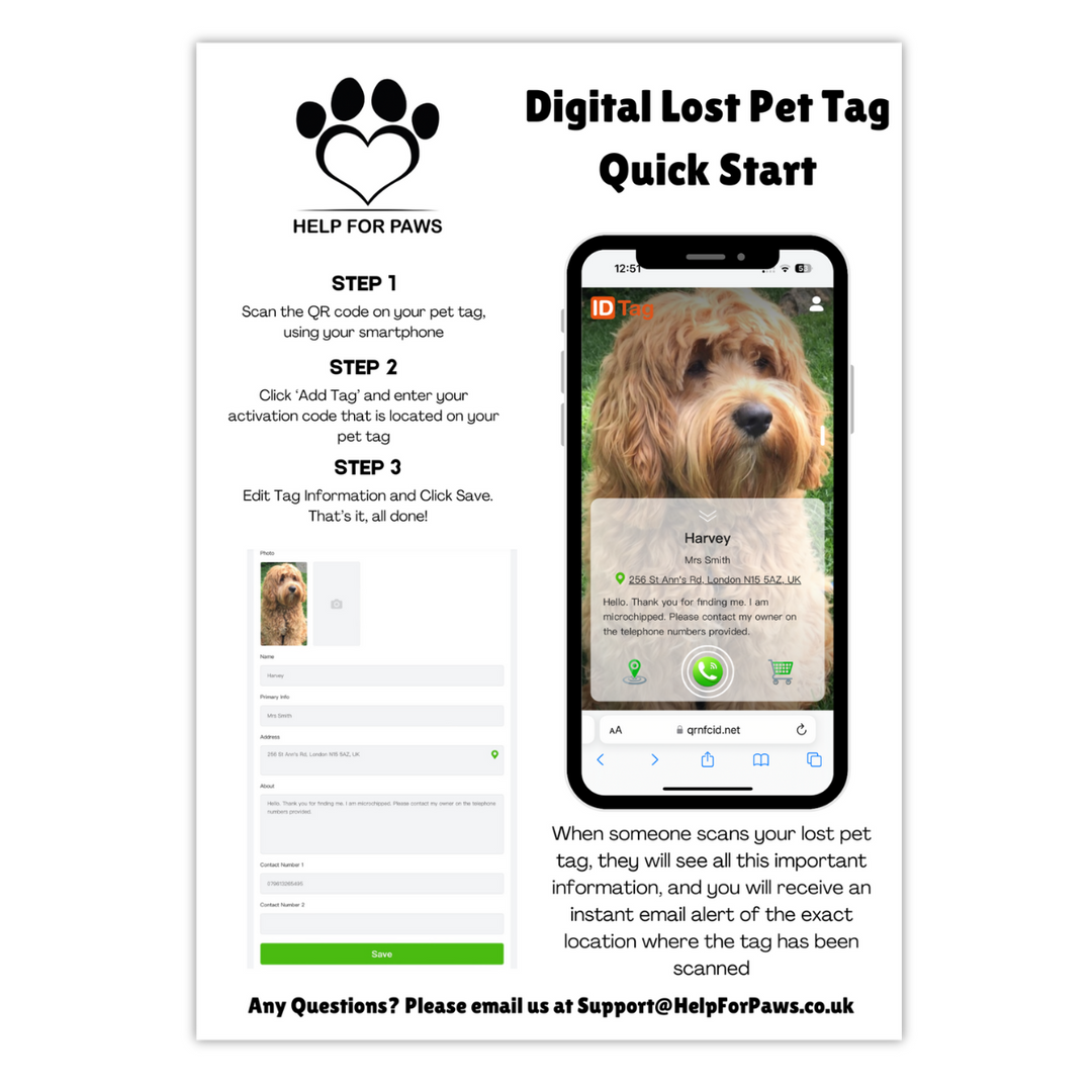 Help For Paws™ Digital Lost Pet Tag